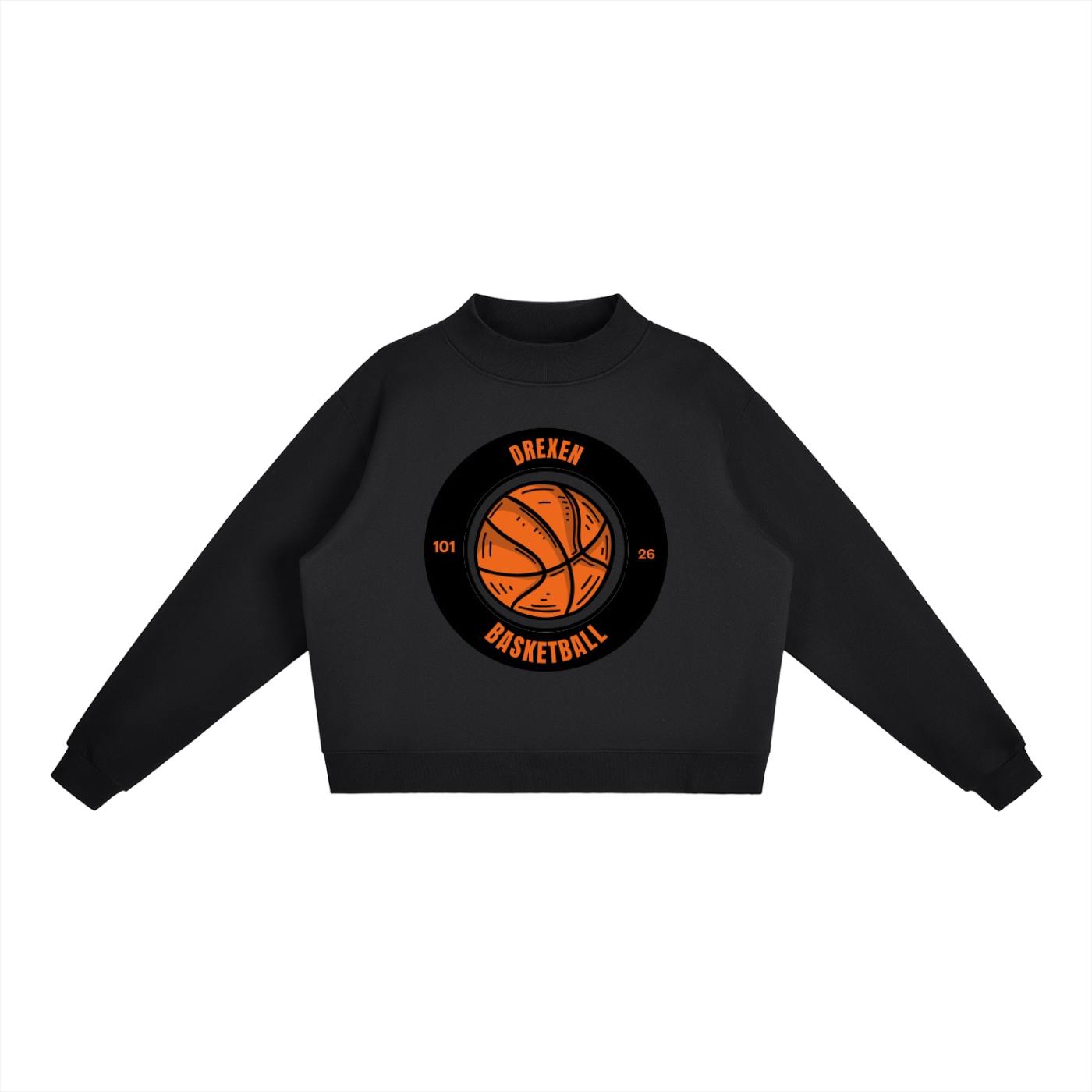 DREXEN Basketball Fleece Mock-Neck Crew Sweatshirt